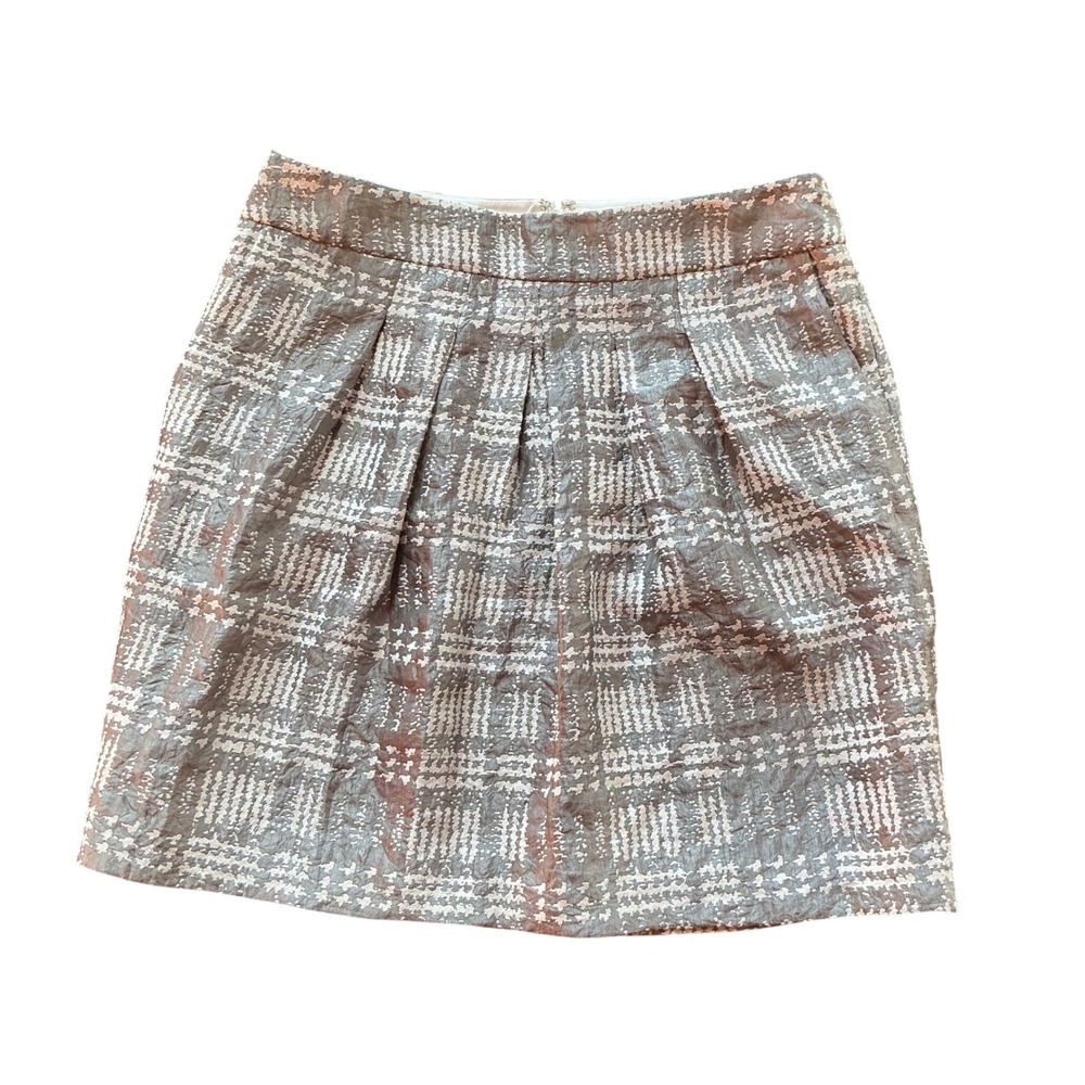 The Limited Womens Skirt‎ Size M Plaid Metallic A Line Pleated Knee Length